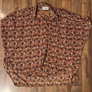 Bucket List Oversized Button Down Blouse - Size L